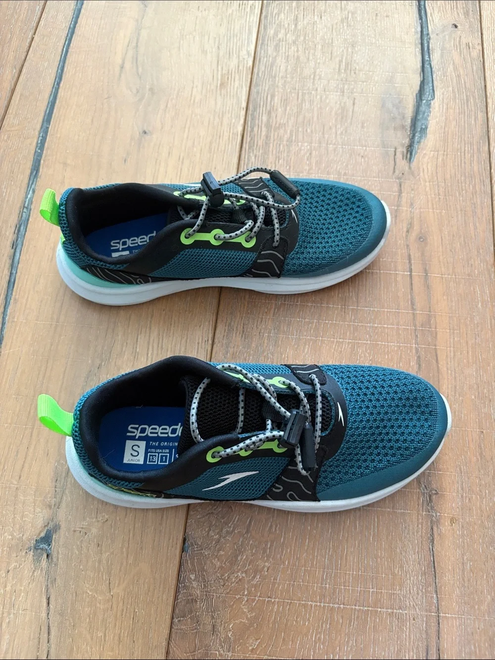 Speedo Teal, Black & Neon Green Kids Water Sneakers